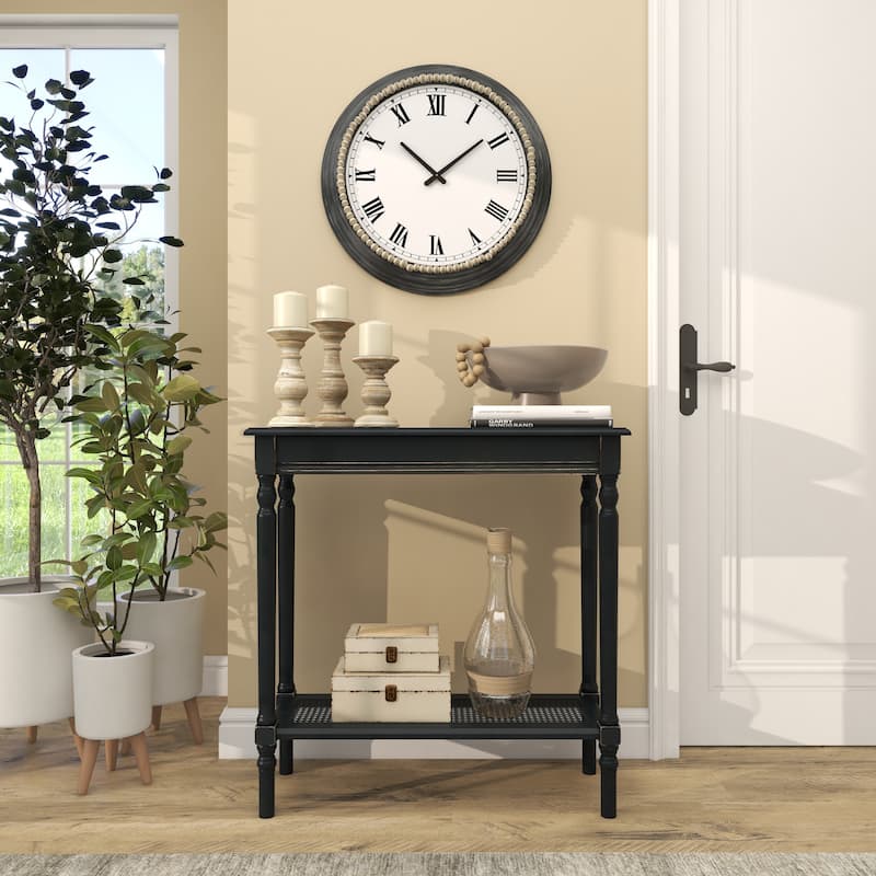 Black Wooden 1 Shelf Console Table