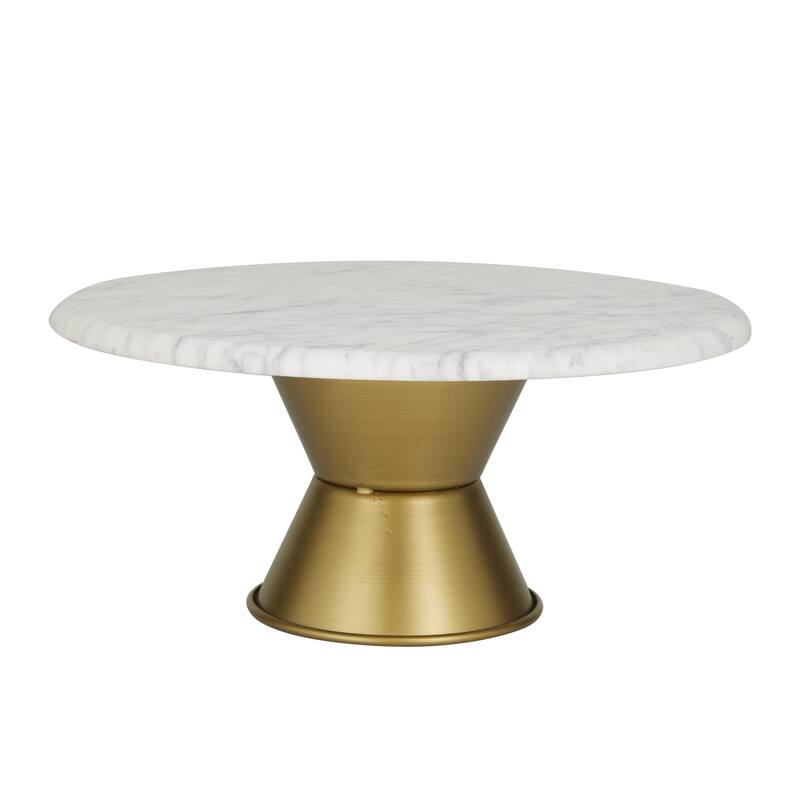 Ceramic Cake Stand with Gold Base - White or Gray - CosmoLiving by Cosmopolitan