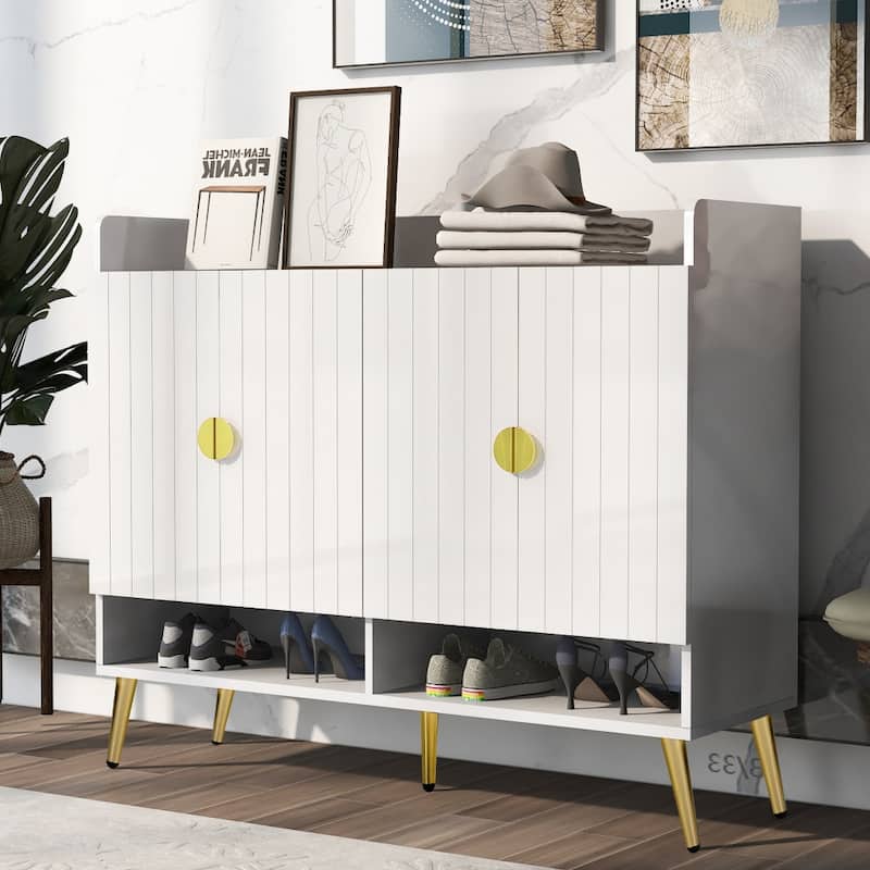 Modern Wooden 11-Tier Shoe Storage Cabinet with Adjustable Shelves