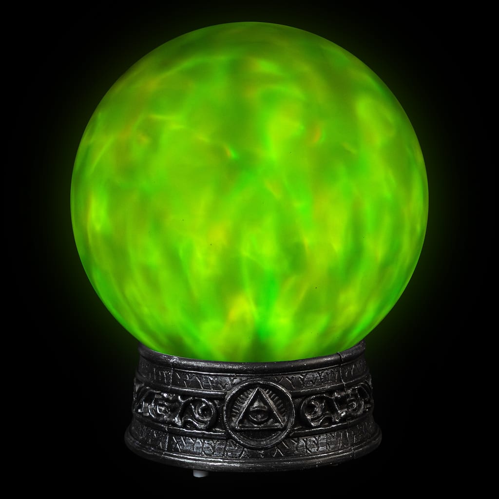 LED Lighted Color Changing Crystal Ball with Sound Halloween Decoration - 8"