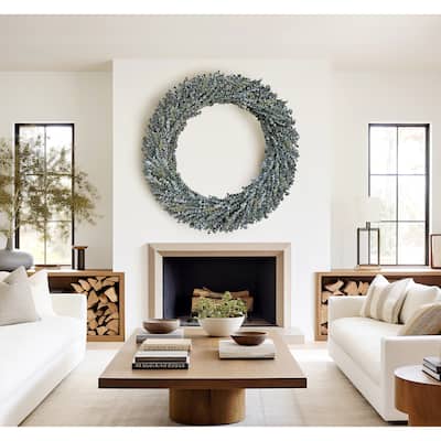 Preserved Decorative Real Dried Eucalyptus Wreath - Green