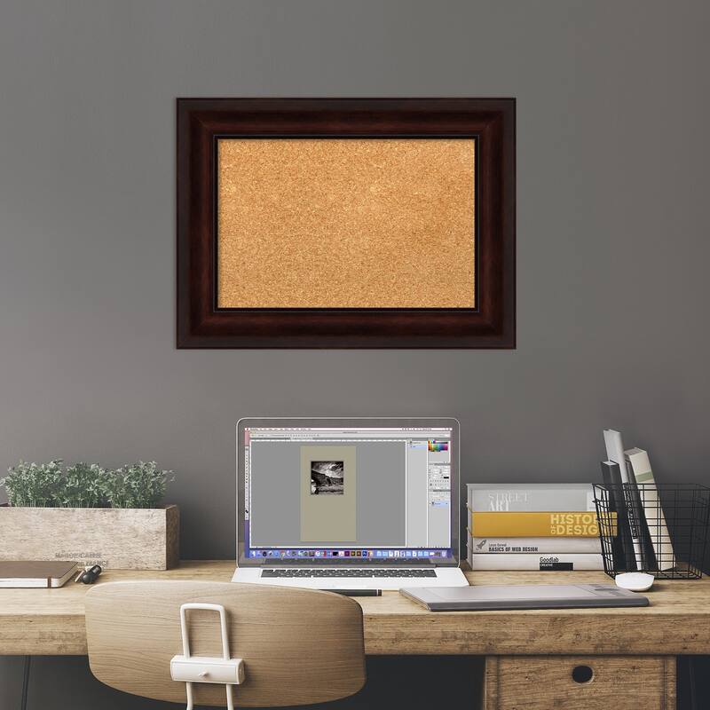 Coffee Bean Brown Framed Cork Bulletin Memo Board