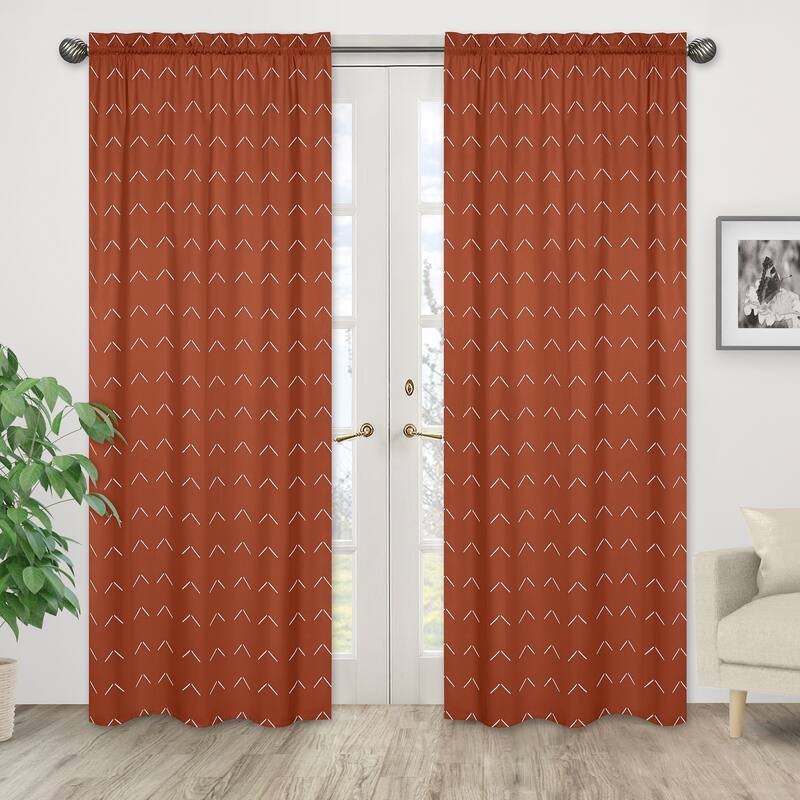 Boho Arrow 84in Window Treatment Curtain Panel Pair - Ivory Burnt Orange Modern Farmhouse Southwest Shabby Chic Bohemian Diamond