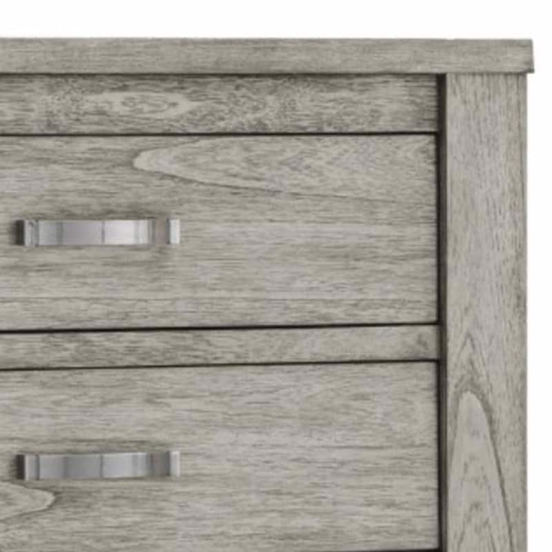 Yuna 52 Inch 5 Drawer Tall Dresser Chest, Bar Handles, Wood Grain Gray