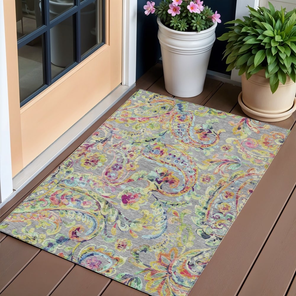 HomeRoots Paisley Transitional Rectangle Outdoor Rug
