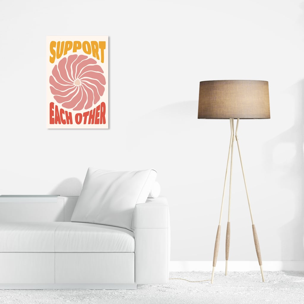 Wynwood Studio Canvas Floral and Botanical Support Each Other Pink and Light Pink Bohemian & Eclectic Wall Art Canvas Print