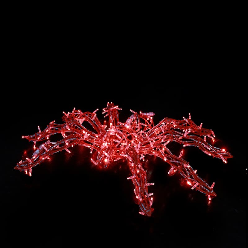 LED Lighted Aluminum Spider Outdoor Halloween Statue - 44" - Red