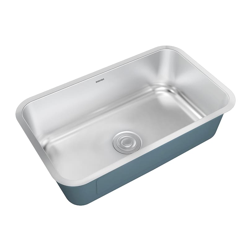 Karran Profile 30” Undermount 18 Gauge Single Bowl Stainless Steel Kitchen Sink with Accessories