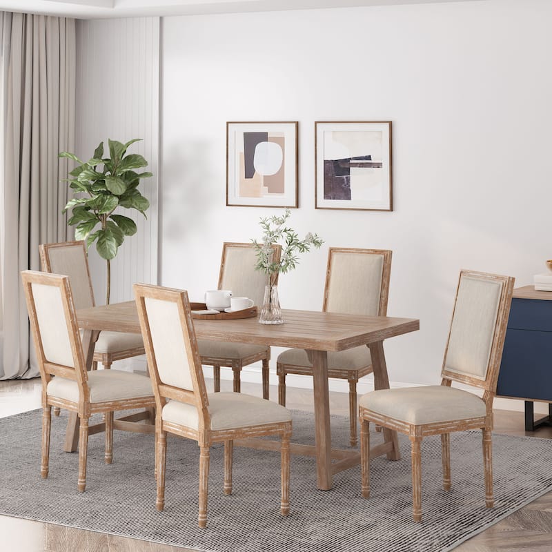 Regina Wood Upholstered Dining Chair by Christopher Knight Home - Natural + Beige