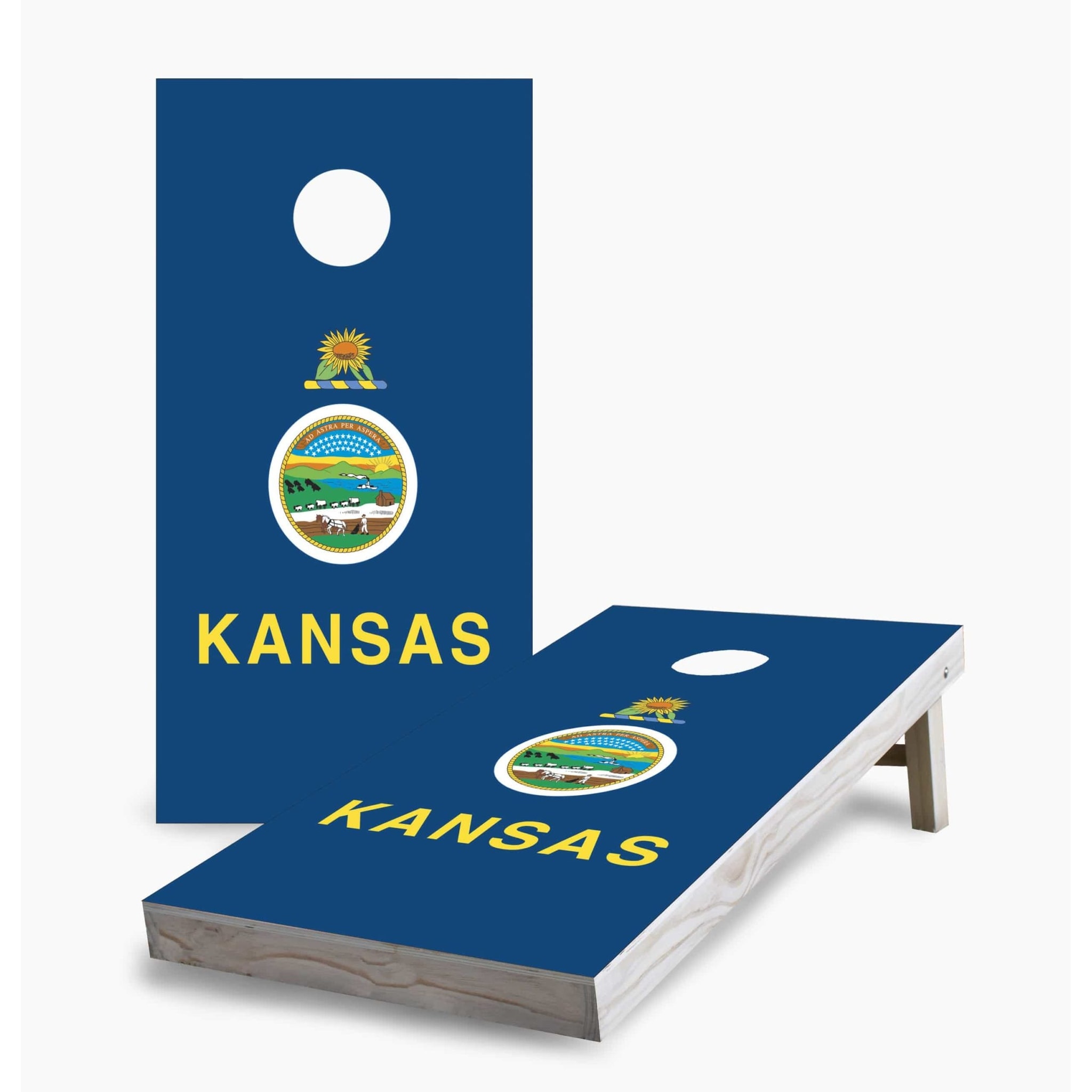 Kansas State Flag Regulation 2x4 Cornhole Game Set