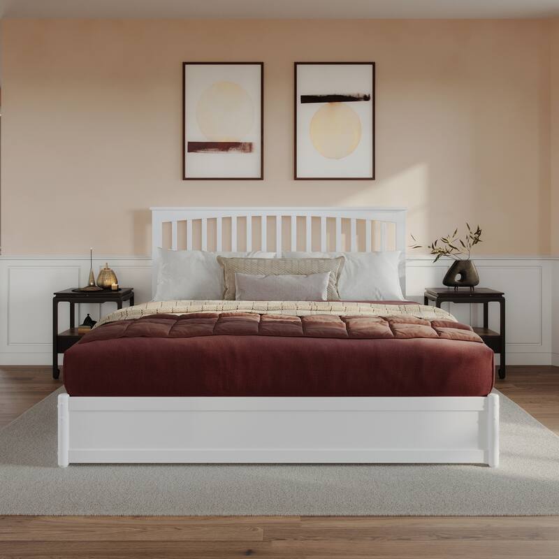 Everett Platform Bed with Panel Footboard and Twin XL Trundle