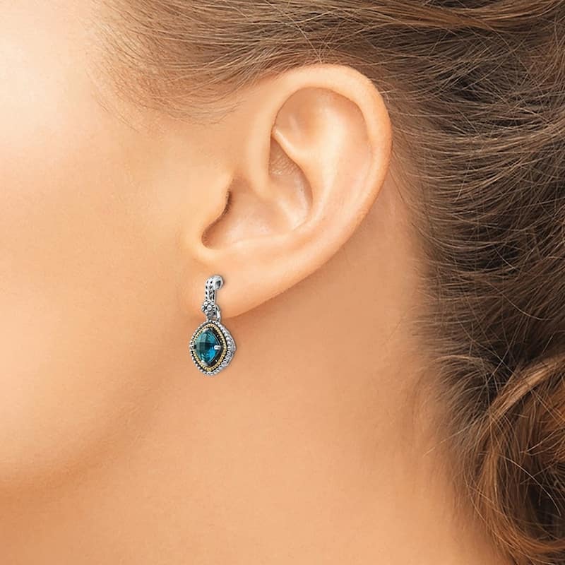 Curata 925 Sterling Silver Polished With 14k London Blue Topaz Post Earrings 23x13mm