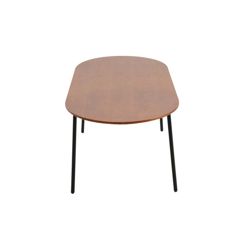 Tule Modern 9-Piece Dining Set with Solid Wood Top Oval Dining Table and Fabric Upholstered Black Steel Legs