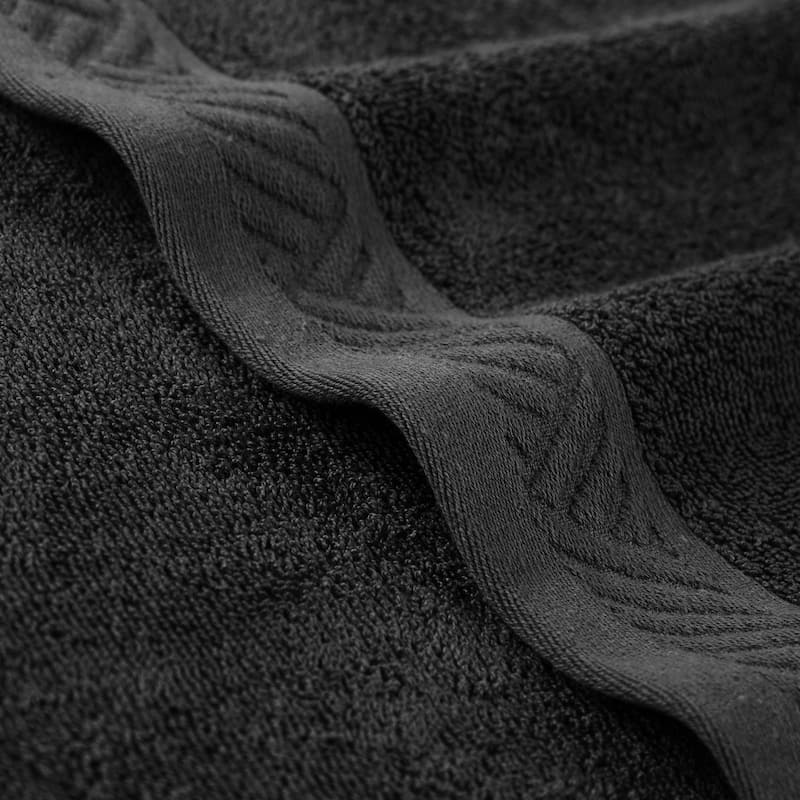 Superior Basketweave Egyptian Cotton Jacquard and Solid Bath Towel Set of 4