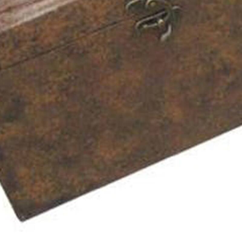 Wooden Lift Top Storage Box with Grain Details, Set of 3, Brown