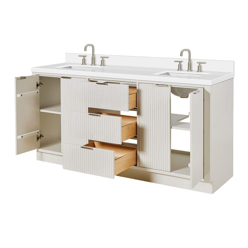 Ariel P73DWQRVO Milan 73" Free Standing Double Basin Vanity Set with