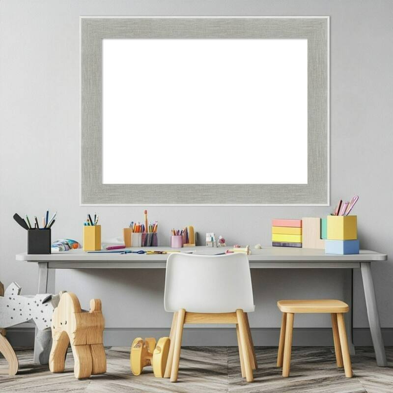 Amanti Art Glam Linen Grey Framed Dry Erase Magnetic Board