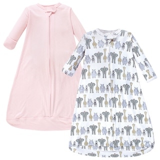 Hudson Baby Infant Girl Cotton Long-Sleeve Wearable Sleeping Bag, Sack, Blanket, Pink Safari