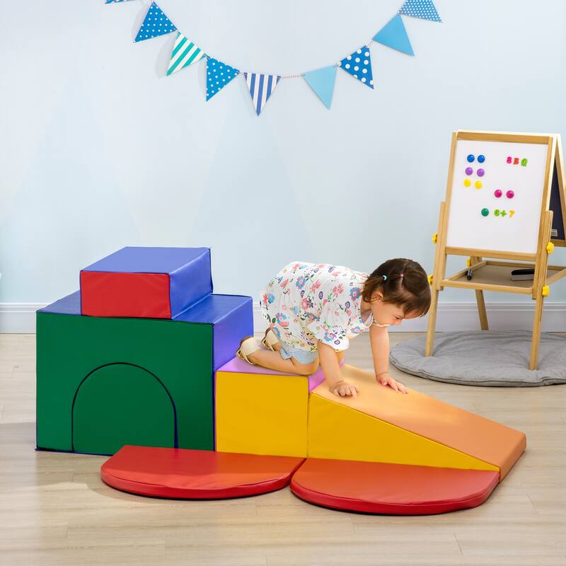 7-Piece Baby Soft Play Equipment, Toddler Crawling Climber for Creativity and Shape Discovery with Easy-to-Clean Surface