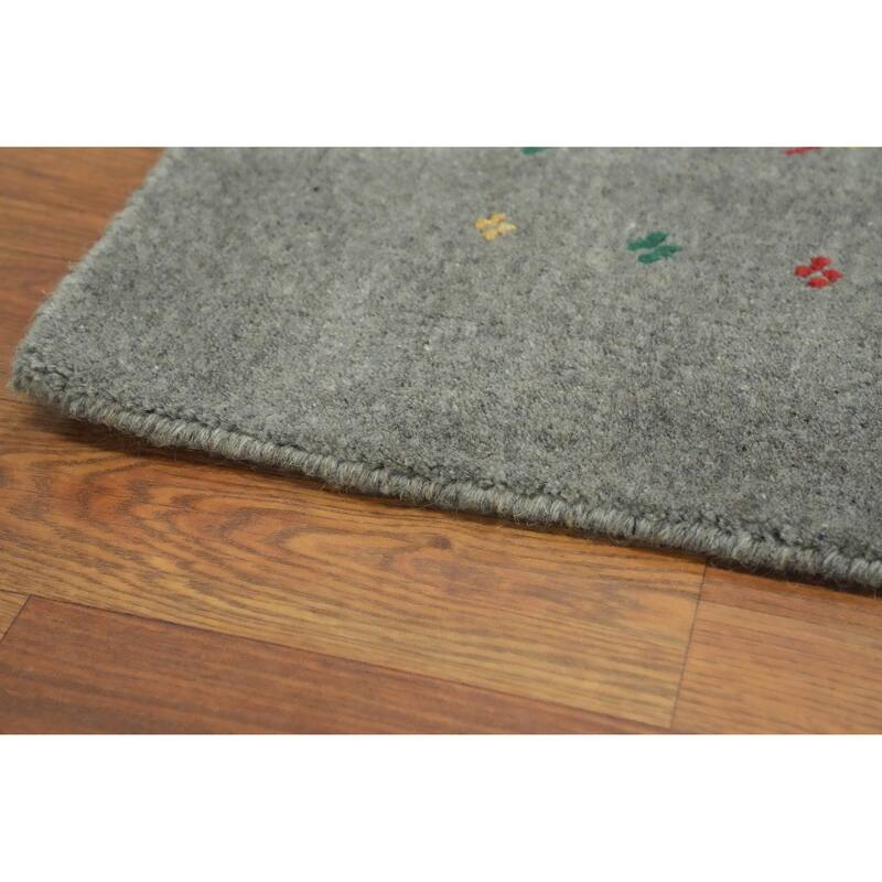 Hand Knotted Oriental 100% Wool Carpet Tribal Tribal Greys & Charcoal Gabbeh Area Rug - 12' 1'' X 9' 1''