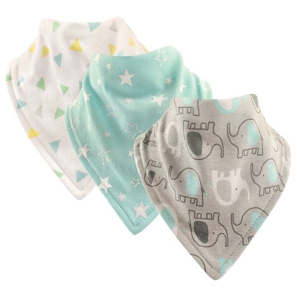slide 1 of 1, Luvable Friends Baby Cotton Bandana Bibs 3pk, Basic Elephant, One Size - Basic Elephant - One Size One Size - Basic Elephant