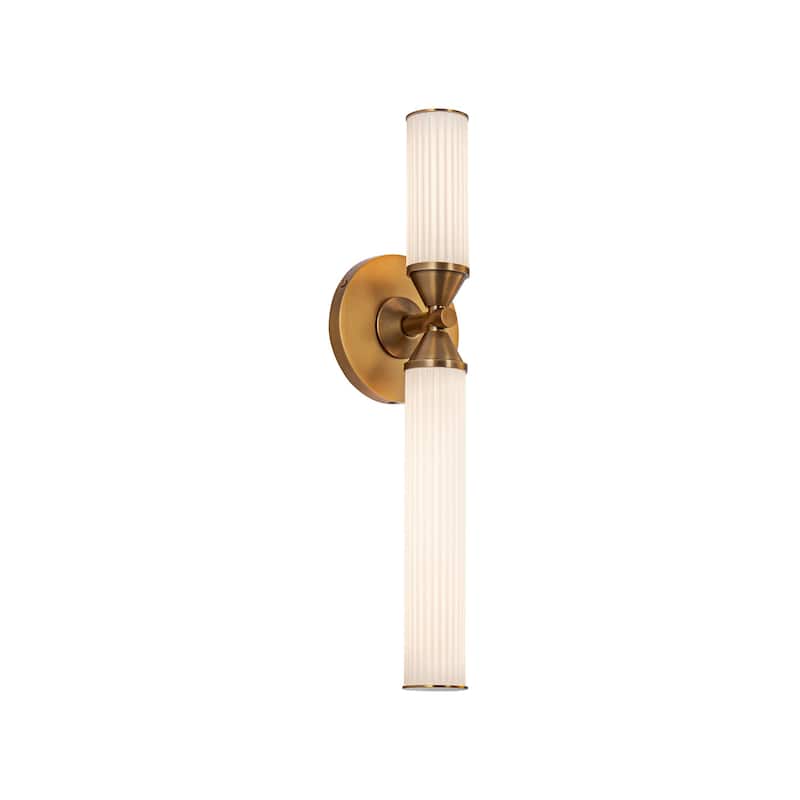Alora Lighting WV348118 Edwin 18" Tall LED Wall Sconce - Vintage Brass / Frosted Ribbed Glass