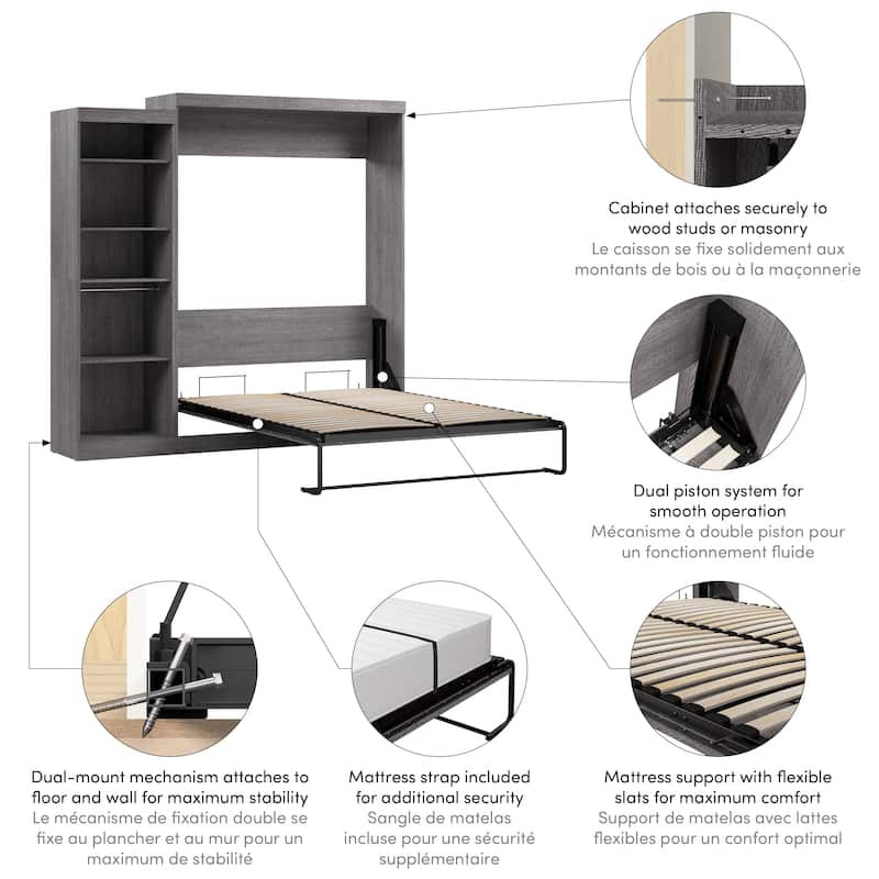 Nebula Queen Murphy Bed with Closet Organizer (90W) by Bestar