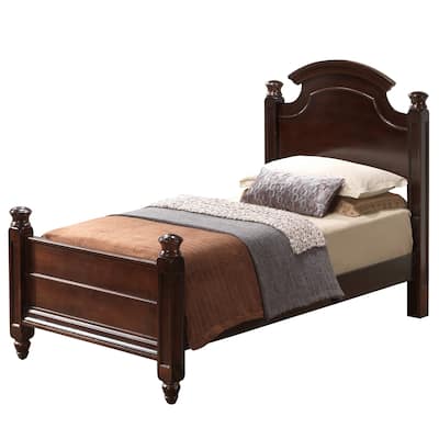 Curved Wooden Twin Panel Bed - 83" - Brown