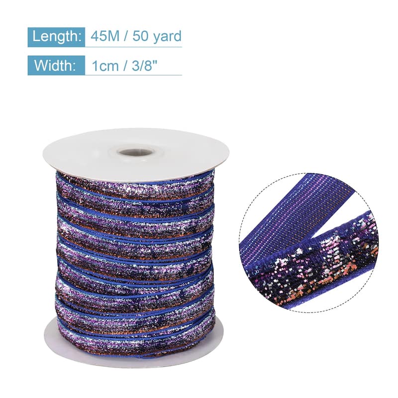 Metallic Glitter Velvet Ribbon 3/8 Inch x 50 Yard Single Face Ribbon - Light Purple