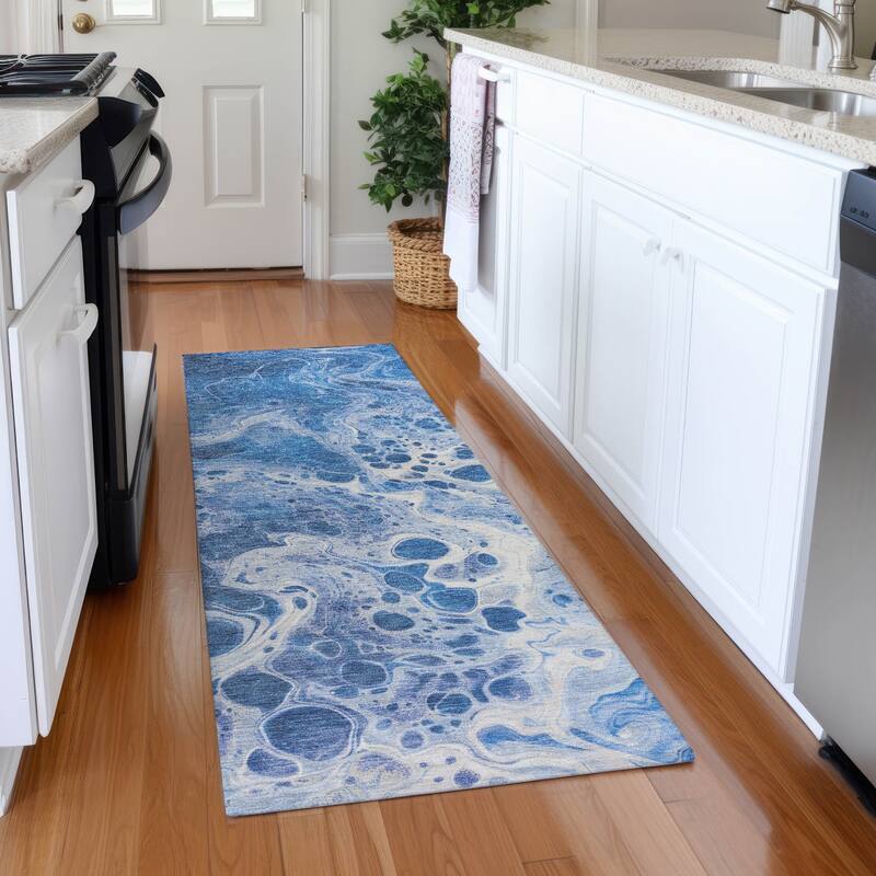 Premium Washable Super Soft Contemporary Mayfield Rug - Navy - 2'3" x 7'6"