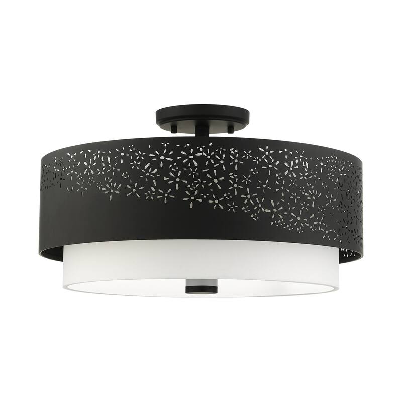 Livex Lighting Noria 4 Light 20" Wide Semi-Flush Drum Ceiling Fixture