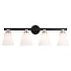 preview thumbnail 10 of 13, Vermont Matte Black and Satin Nickel Bathroom Vanity Lighting Fixture, Etched White Glass Shade, Dimmable, LED Compatible Wall