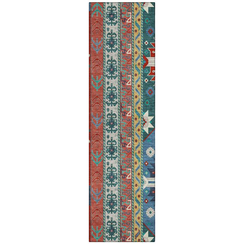 Machine Washable Indoor/ Outdoor Boho Tribal Chantille Rug