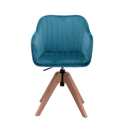 Modern Velvet Tufted Dining Armchair with Swivel and Solid Wood Legs Upholstered Accent Seat - 34.84”H x 16.53”W x 16.53”D
