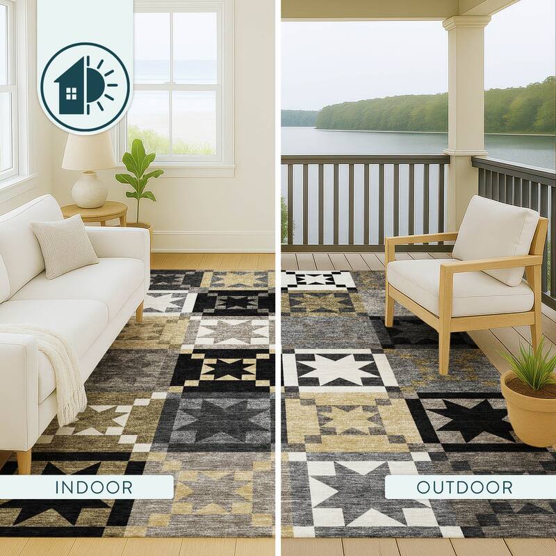 Machine Washable Indoor/ Outdoor Modern Newton Chantille Rug