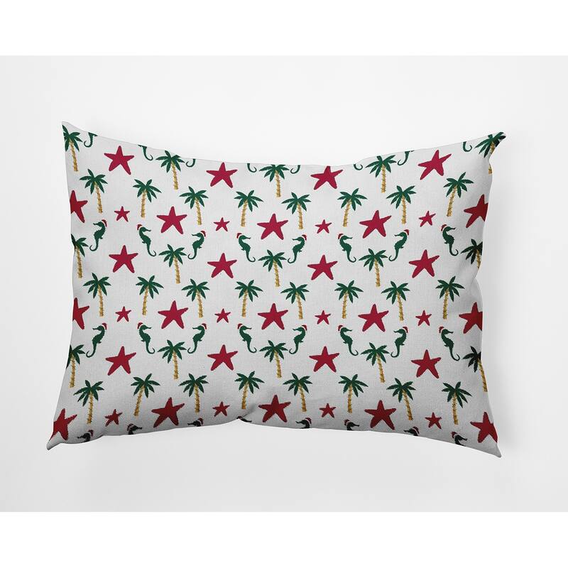 Christmas Beach Pattern Accent Pillow - 14" x 20" - Christmas Pink