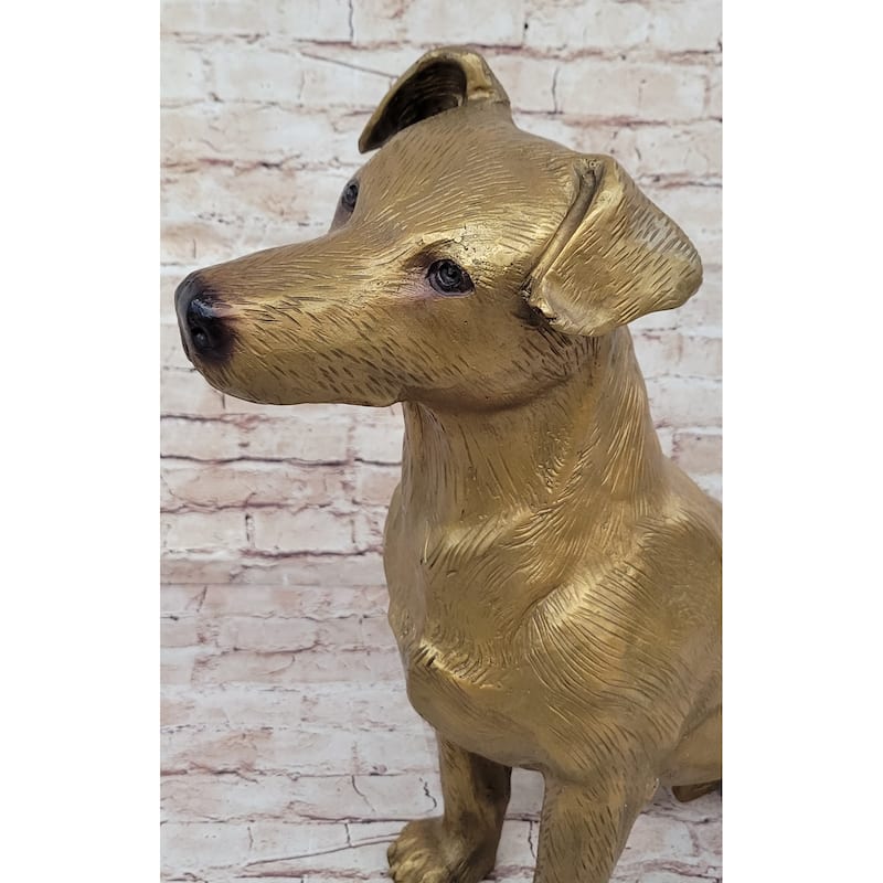 Life Size Jack Russell Terrier Dog Bronze Sculpture Statue Figure 19 Inches X 25 Inches