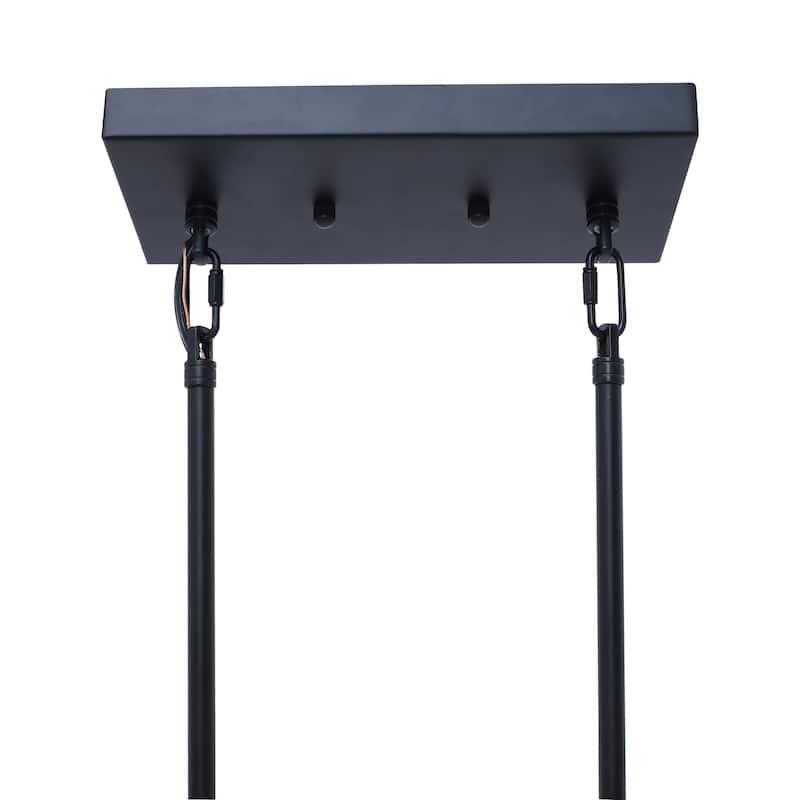 Modern Farmhouse 7-Light Chandelier 53 IN Black Island Light for Kitchen Island - 53.1" W x 3.9" D x 10.4" H