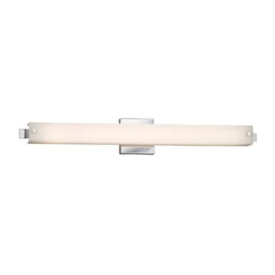 Justice Design Fusion Edge 31-inch Polished Chrome ADA LED Wall/ Bath Bar, Opal Shade