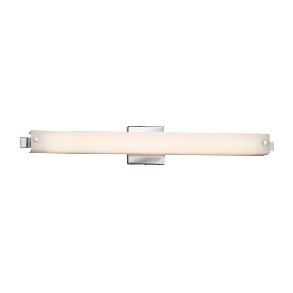 Justice Design Fusion Edge 31-inch Polished Chrome ADA LED Wall/ Bath Bar, Opal Shade