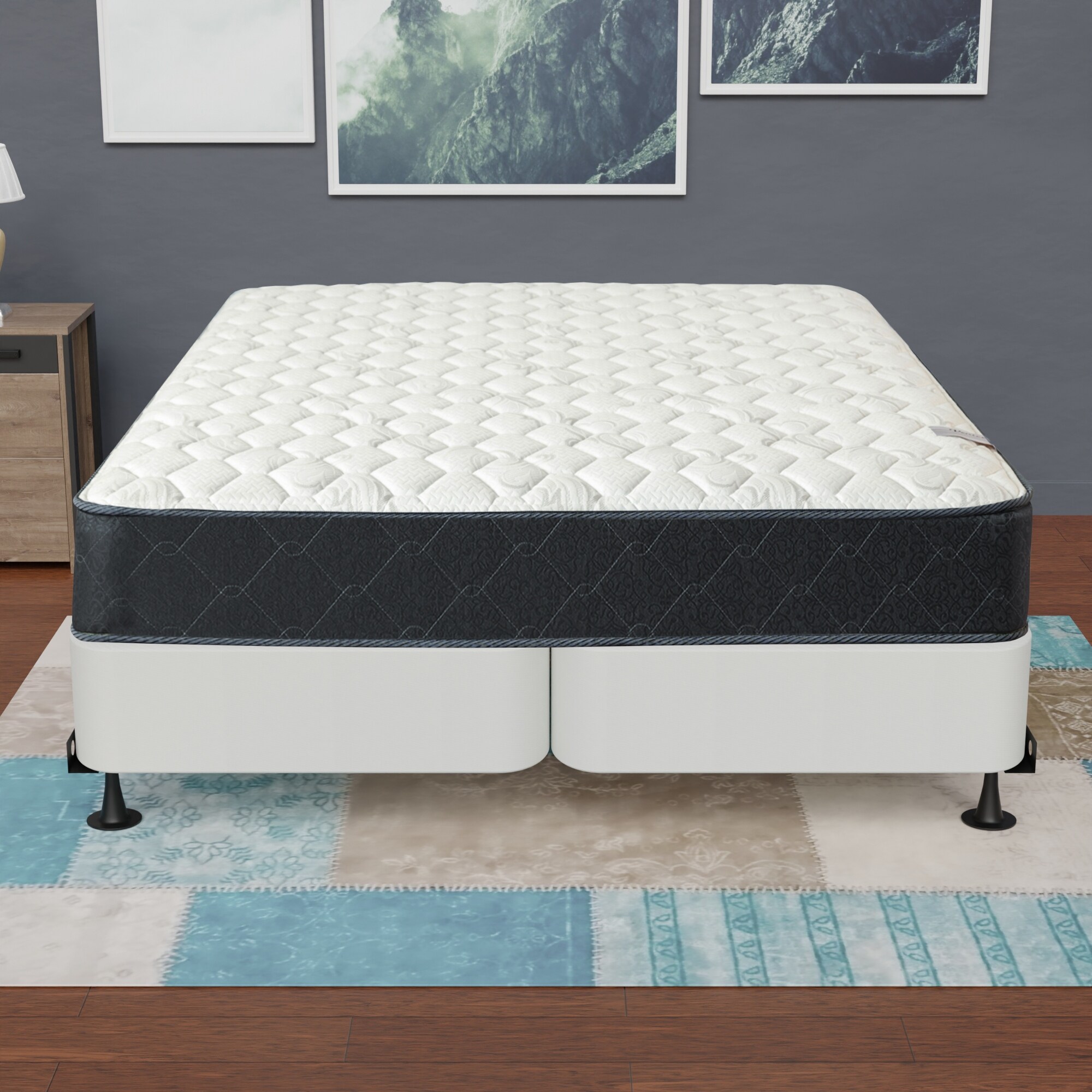Onetan 8 Inch Wooden Box Spring Low Profile Split Bed Foundation Ideal for Mattress No Assembly Needed White black. On Sale Bed Bath Beyond 18016395