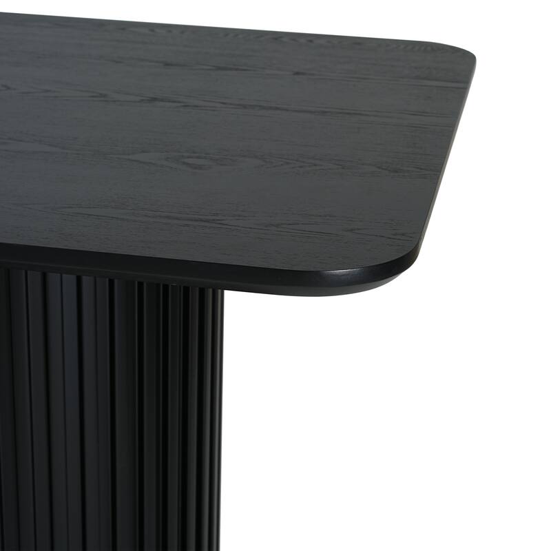 Roomfitters 63" Counter Table with Fluted Base and Wood Top, Modern Bar-Height Dining and Kitchen Island Table