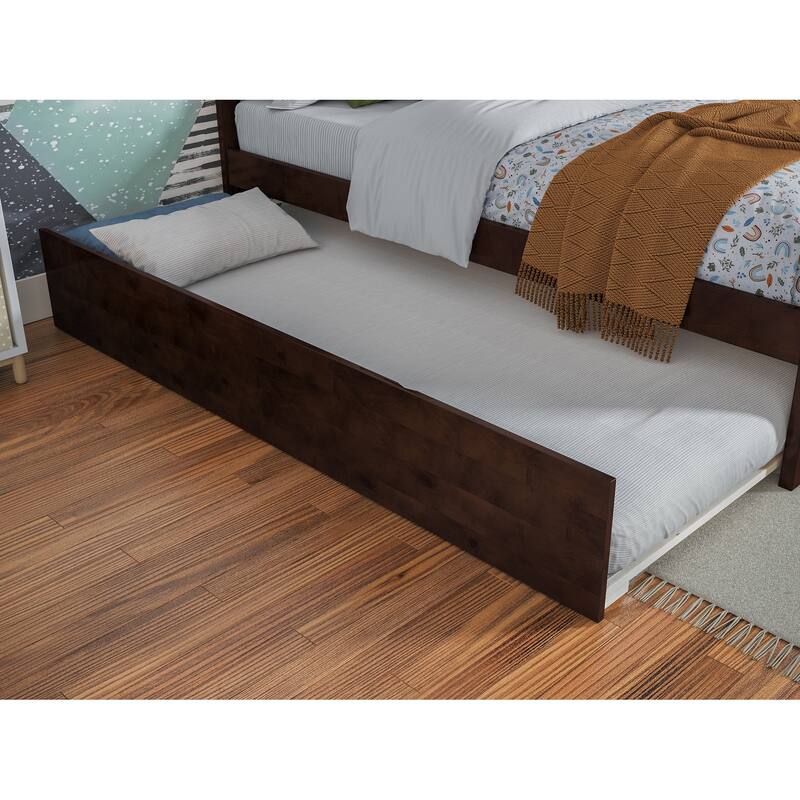 Nantucket Solid Wood Platform Bed with Matching Footboard & Twin Trundle