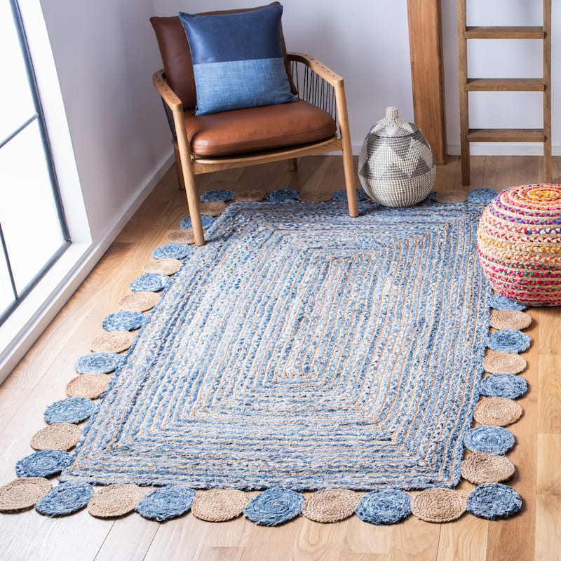 SAFAVIEH Handmade Cape Cod Diora Coastal Jute Rug - 8' x 10' - Blue/Beige