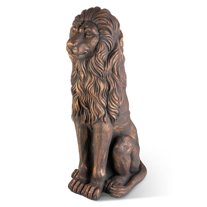 Glitzhome 36.25"H Oversized MGO Bronze/White/Black Sitting Lion Garden Statue