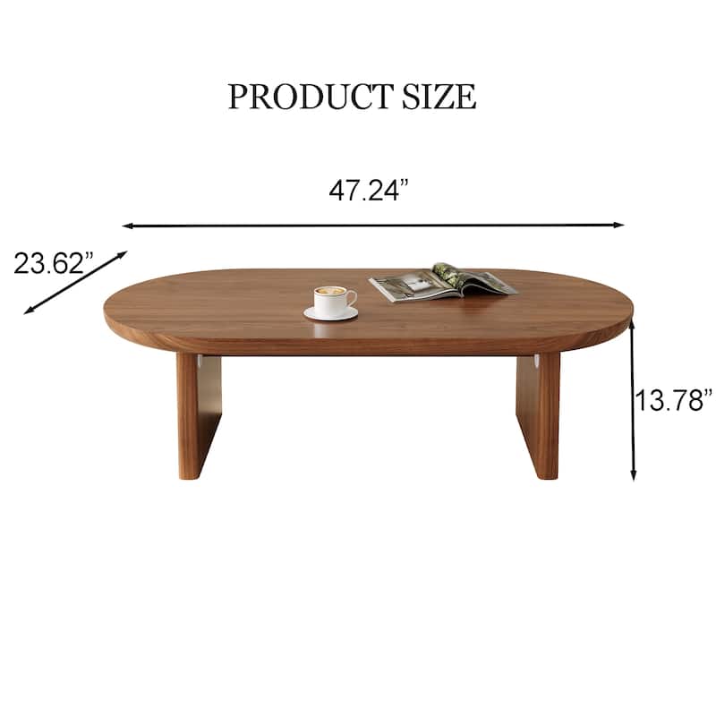 Mid - Century Modern Oval Coffee Table, 47.3” Walnut Wood Living Room Center Table, Stylish & Sturdy Accent Table