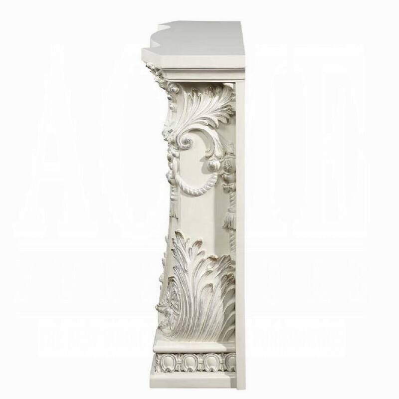 Rox LED Electric Fireplace, 62 Inch, Resin Details, Antique White Wood
