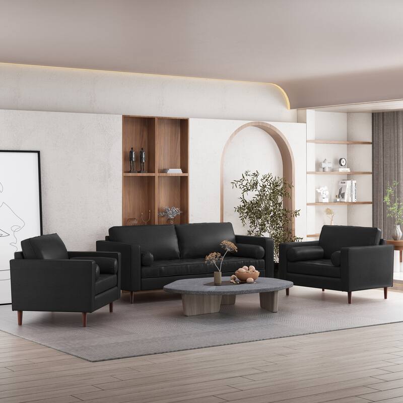 Malinta Faux Leather 3 Seater Sofa and Club Chair Set by Christopher Knight Home