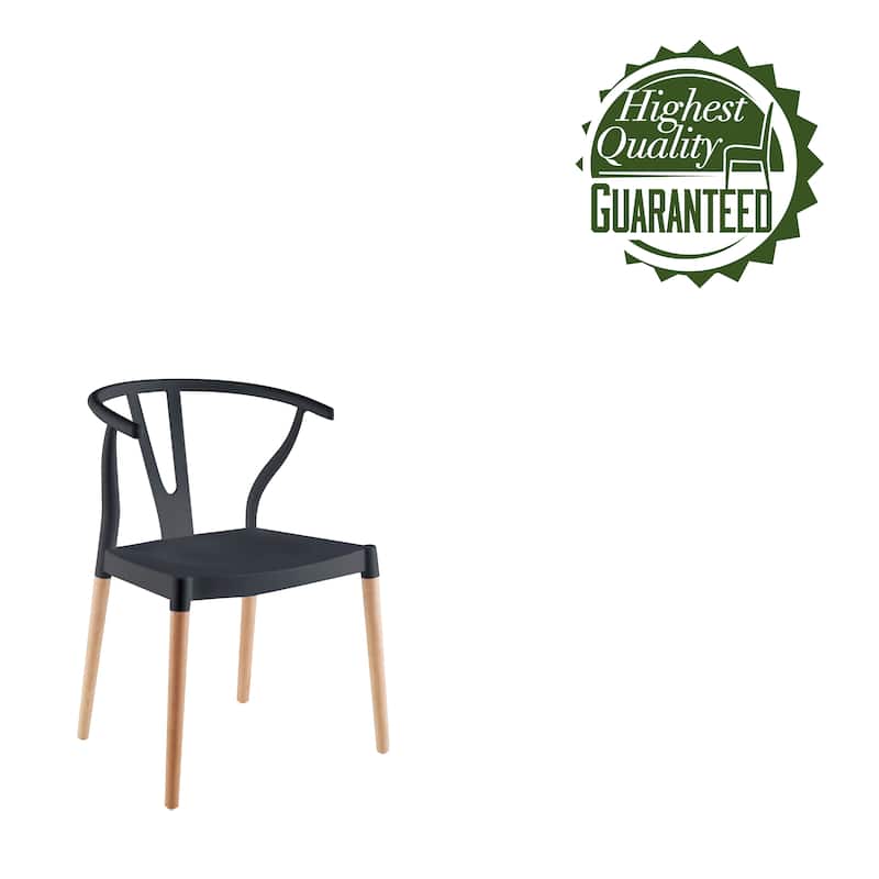 Porthos Home Lyra Plastic Dining Chairs with Beechwood Legs, Set of 2