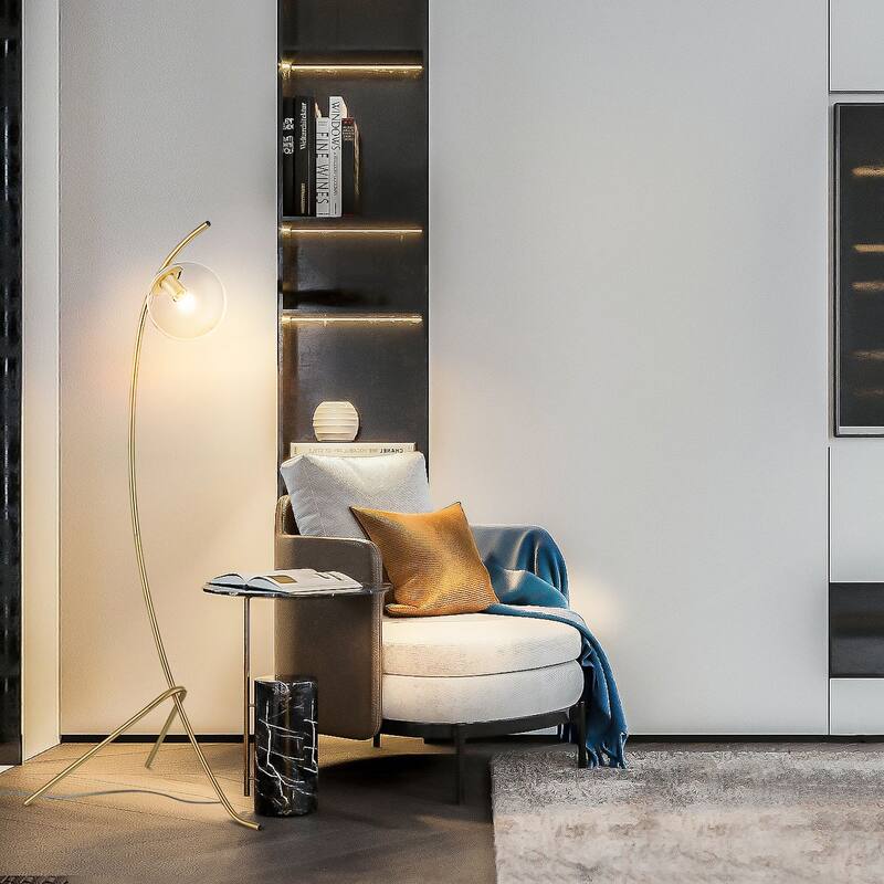 Light Society Addis Floor Lamp - Brushed Brass/Clear